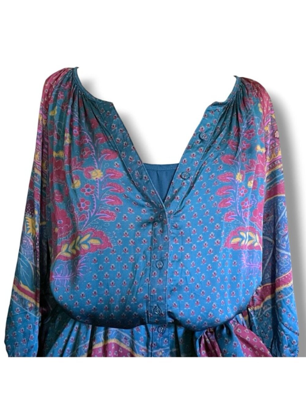 Sundance Womens La Villette Midi Dress Sz XL Boho Belted Floral Paisley Satin - Picture 7 of 14